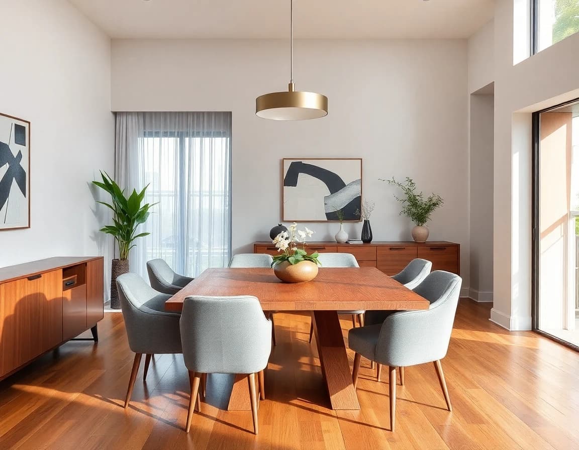 Dining room after DecorAI transformation - elegant modern dining space