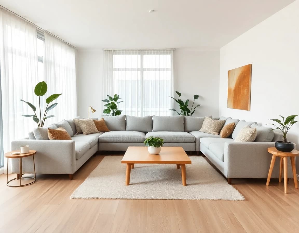 Living room after DecorAI transformation - modern scandinavian style with natural light