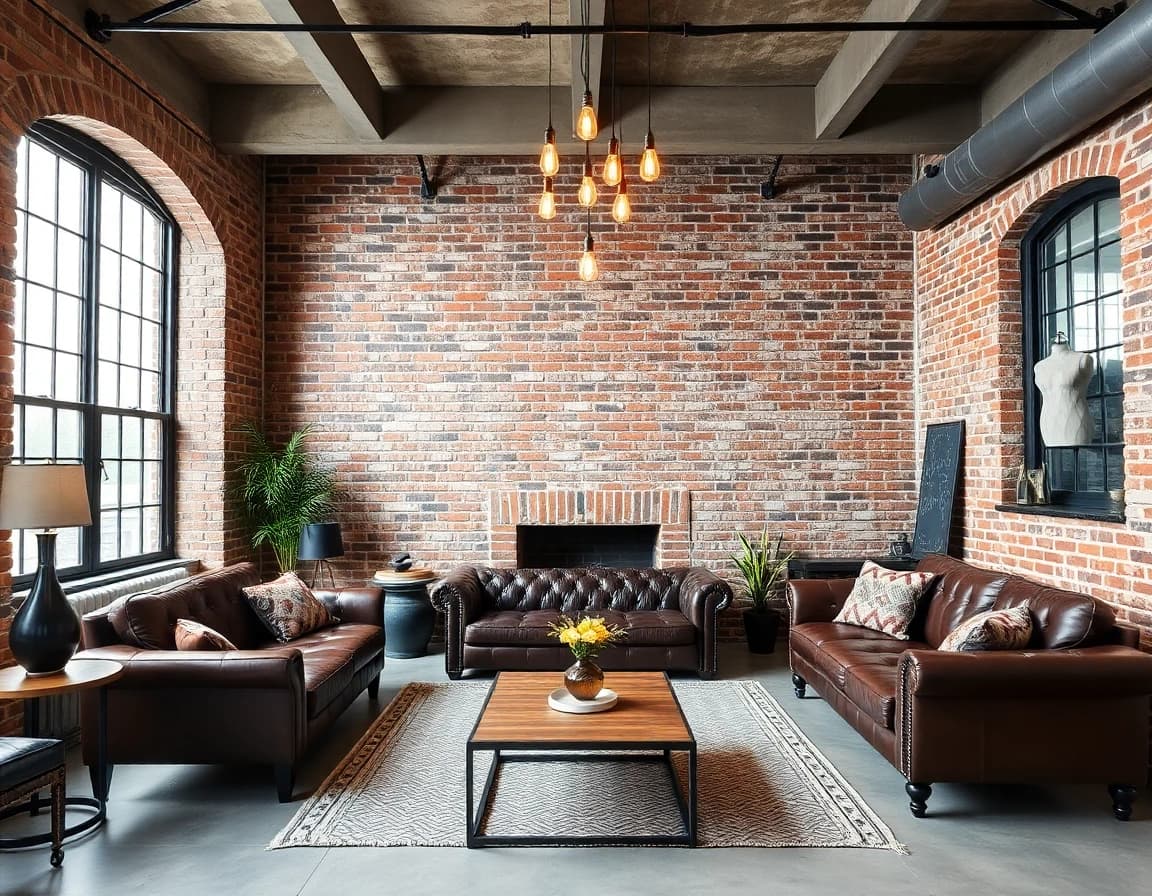 Industrial interior design style - example room transformation by DecorAI